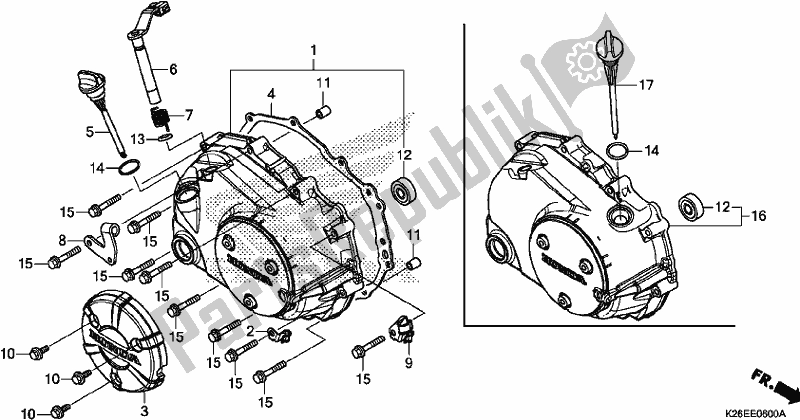 Tutte le parti per il Coperchio Carter Destro del Honda MSX 125 2017