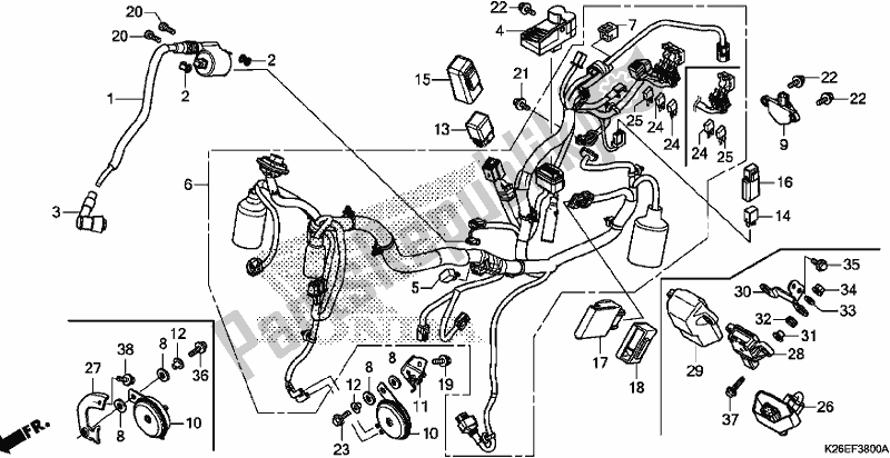 All parts for the Wire Harness of the Honda MSX 125 2017