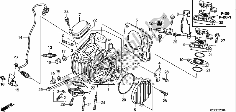 All parts for the Cylinder Head of the Honda MSX 125 2018