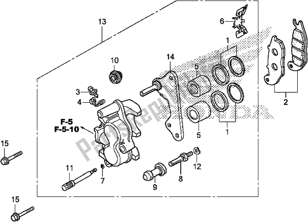 All parts for the Front Brake Caliper of the Honda MSX 125 2018