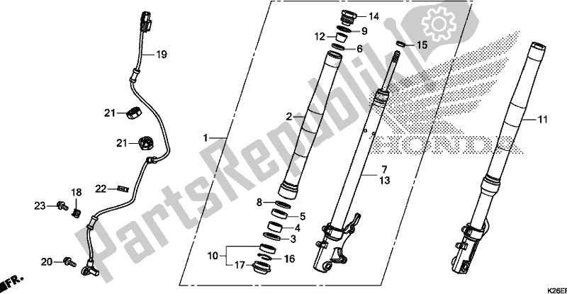 All parts for the Front Fork of the Honda MSX 125 2018