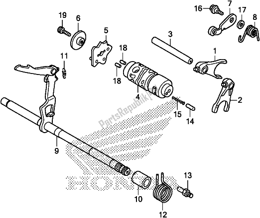 All parts for the Gearshift Drum of the Honda MSX 125 2018