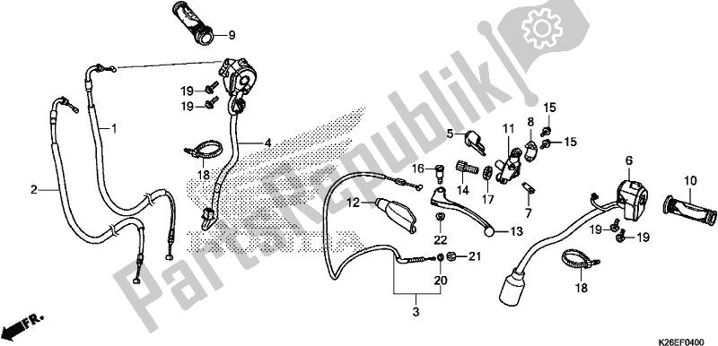 Todas as partes de Handle Lever/switch/cable do Honda MSX 125 2018