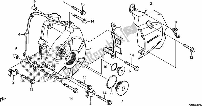 All parts for the Left Crankcase Cover of the Honda MSX 125 2018