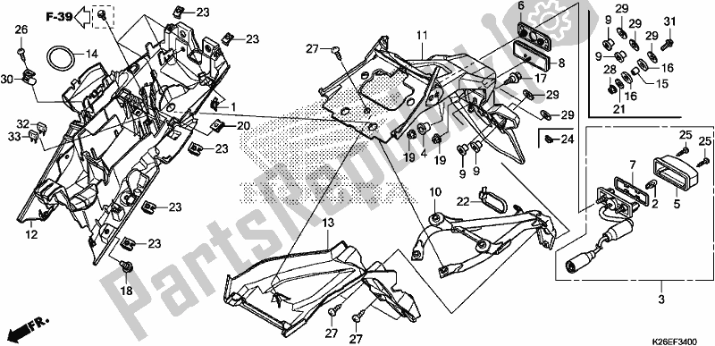 Toutes les pièces pour le Garde-boue Arrière du Honda MSX 125 2018