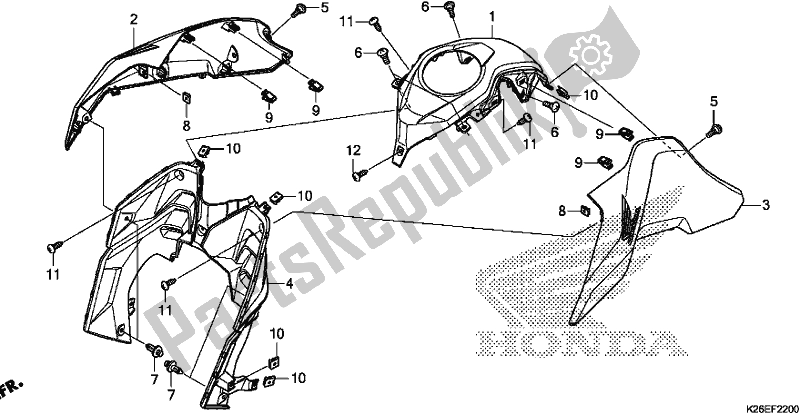 All parts for the Shroud of the Honda MSX 125 2018