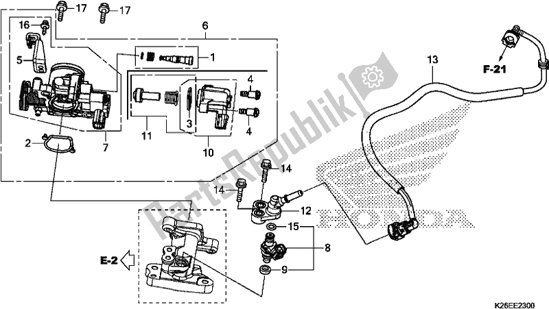 All parts for the Throttle Body of the Honda MSX 125 2018