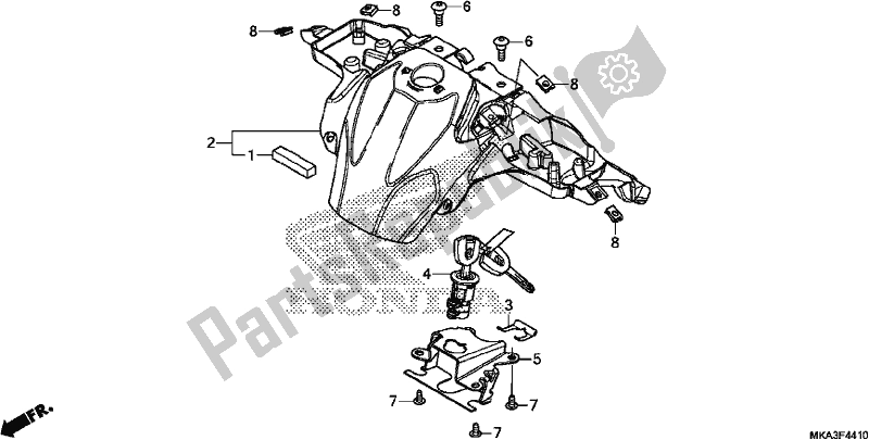 All parts for the Center Cover of the Honda NC 750 XA 2017