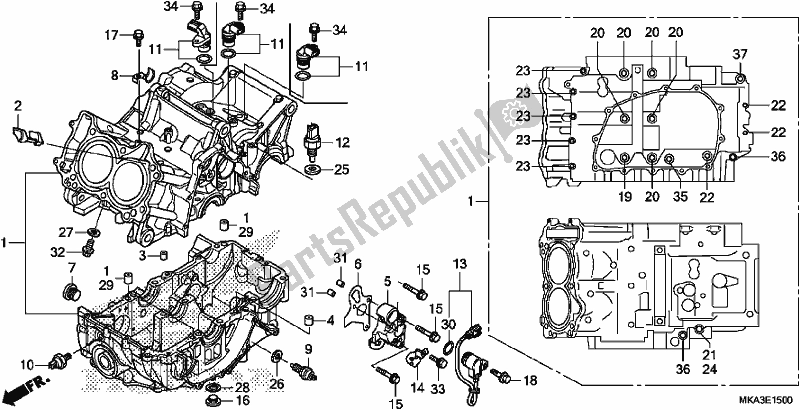 All parts for the Crankcase of the Honda NC 750 XA 2017