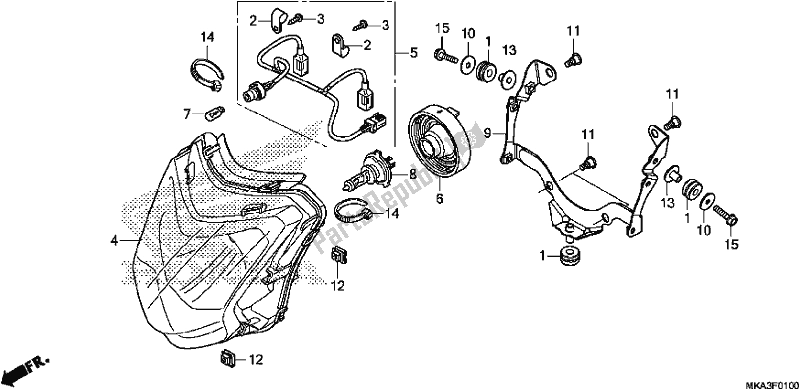 All parts for the Headlight of the Honda NC 750 XA 2017