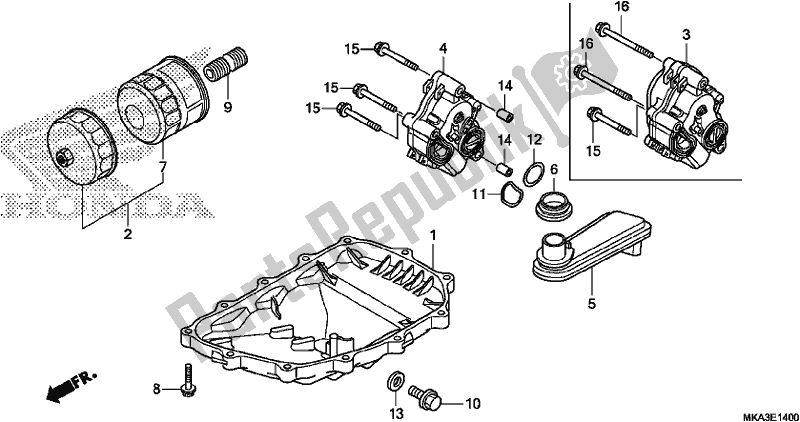 All parts for the Oil Pan/oil Pump of the Honda NC 750 XA 2017