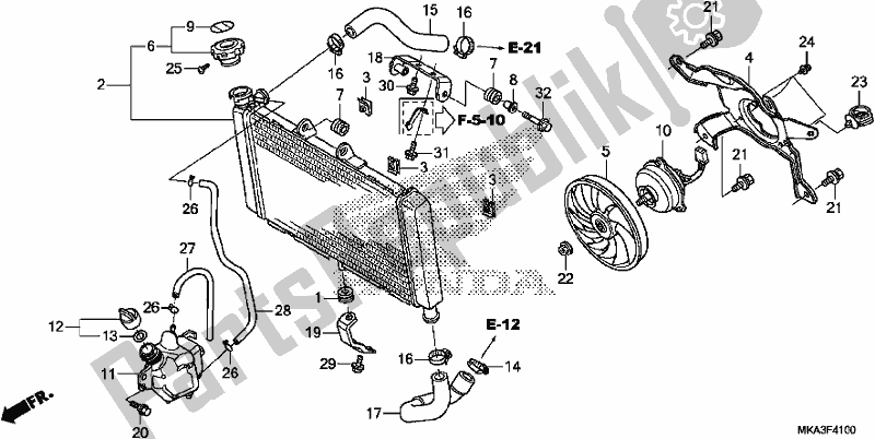 All parts for the Radiator of the Honda NC 750 XA 2017