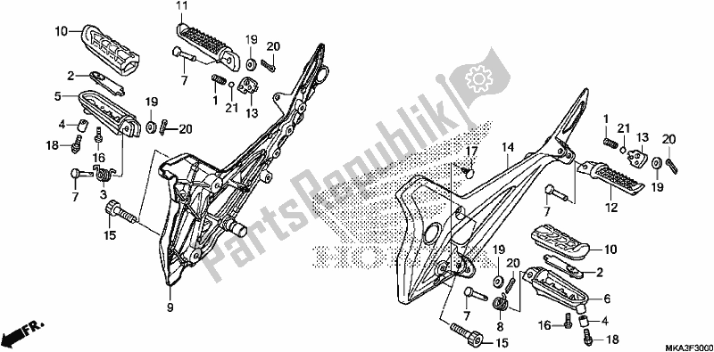 All parts for the Step of the Honda NC 750 XA 2017