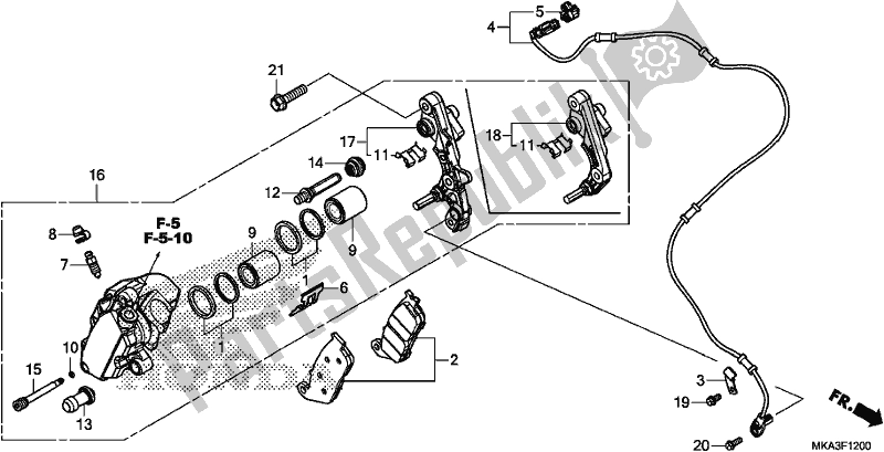 All parts for the Front Brake Caliper of the Honda NC 750 XA 2018