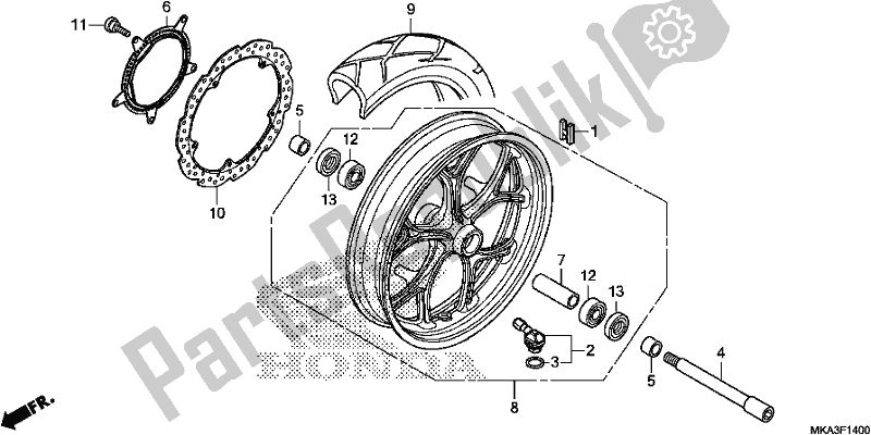 Wszystkie części do Przednie Ko? O Honda NC 750 XA 2018