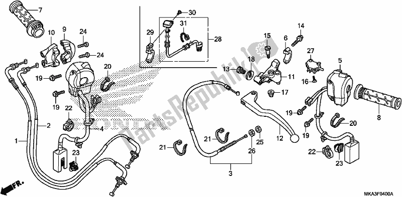 Alle onderdelen voor de Handle Lever/switch/cable van de Honda NC 750 XA 2018