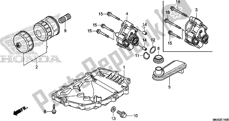 Alle onderdelen voor de Oil Pan/oil Pump van de Honda NC 750 XA 2018