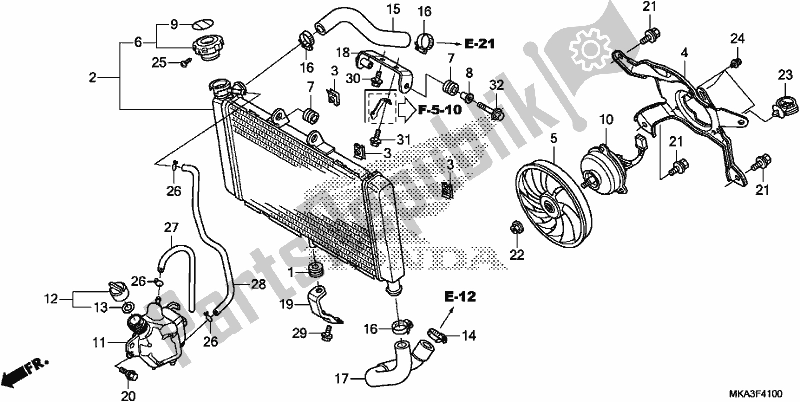 Todas as partes de Radiador do Honda NC 750 XA 2018