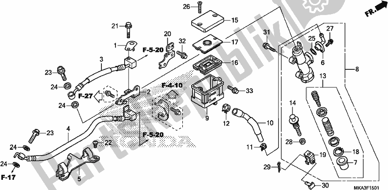 Wszystkie części do G?ówny Cylinder Hamulca Tylnego Honda NC 750 XA 2018