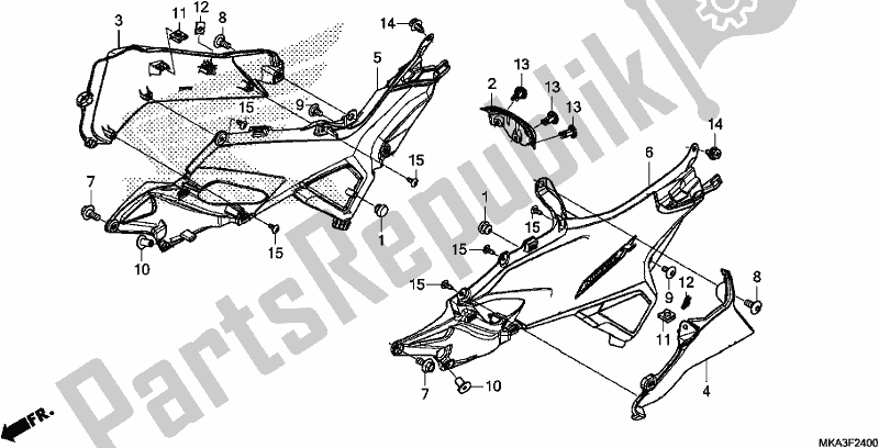 Todas as partes de Tampa Lateral do Honda NC 750 XA 2018