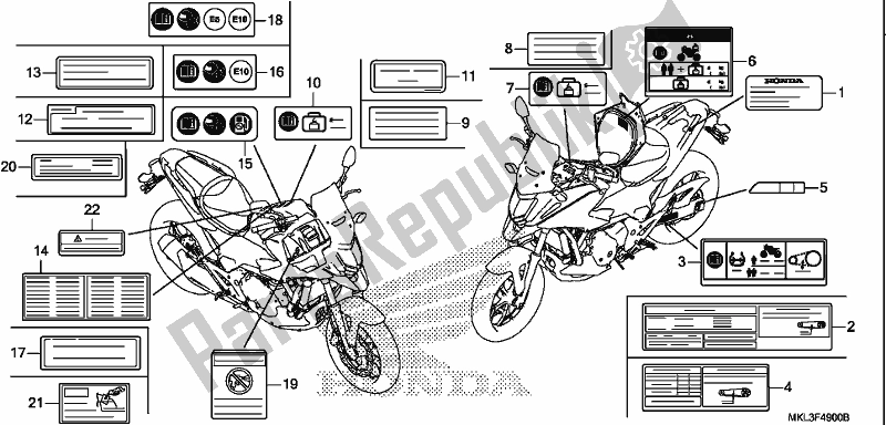 Todas as partes de Etiqueta De Cuidado do Honda NC 750 XA 2019