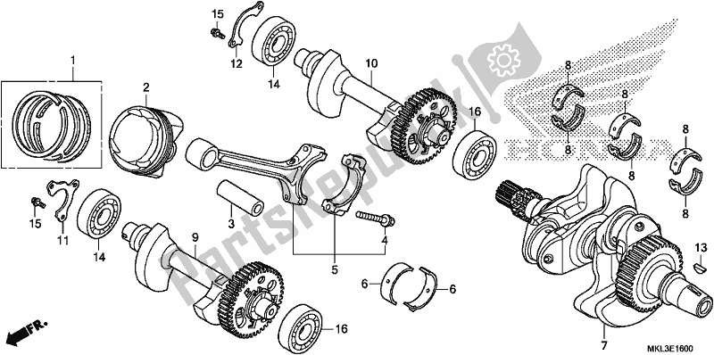 All parts for the Crankshaft/piston of the Honda NC 750 XA 2019