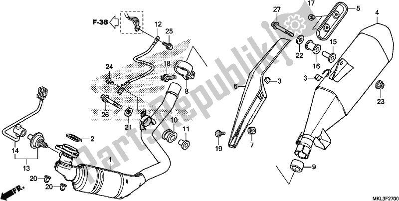 All parts for the Exhaust Muffler of the Honda NC 750 XA 2019