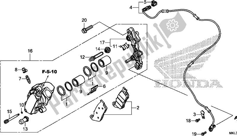 All parts for the Front Brake Caliper of the Honda NC 750 XA 2019