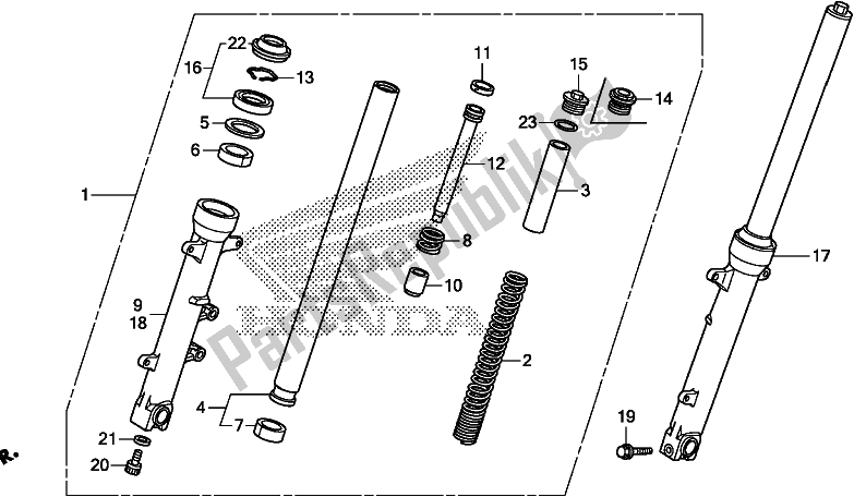 All parts for the Front Fork of the Honda NC 750 XA 2019