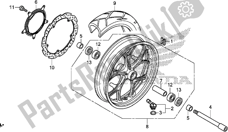 All parts for the Front Wheel of the Honda NC 750 XA 2019