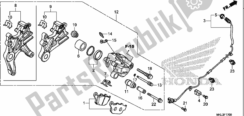 All parts for the Rear Brake Caliper of the Honda NC 750 XA 2019