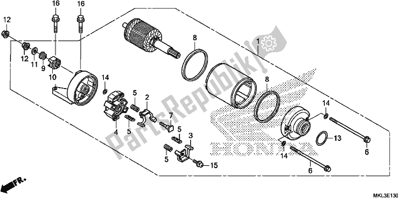 All parts for the Starting Motor of the Honda NC 750 XA 2019