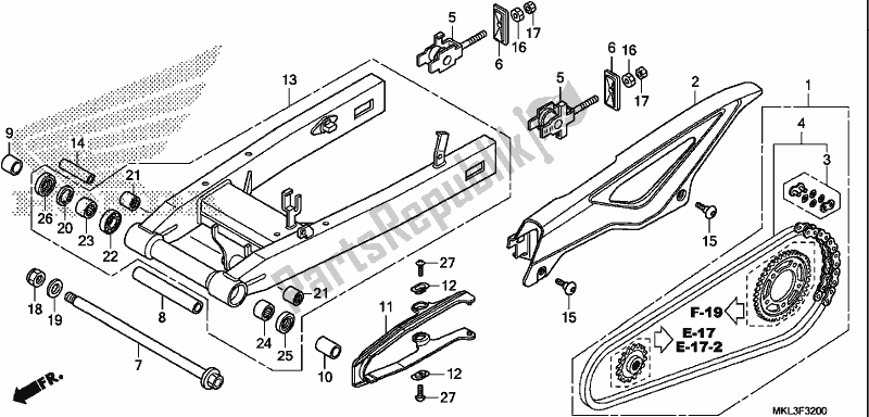 All parts for the Swingarm of the Honda NC 750 XA 2019