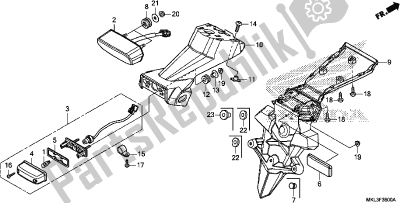 All parts for the Taillight of the Honda NC 750 XA 2019