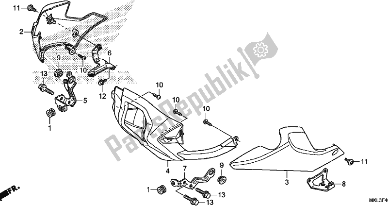 All parts for the Under Cowl of the Honda NC 750 XA 2019