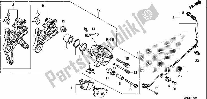 Wszystkie części do Zacisk Hamulca Tylnego Honda NC 750 XA 2020