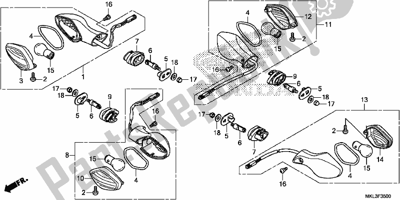 Todas as partes de Piscadela do Honda NC 750 XA 2020