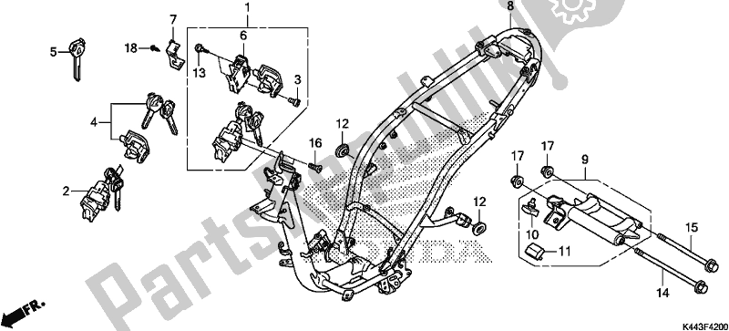 Toutes les pièces pour le Corps De Châssis du Honda NSC 110 CBF 2017