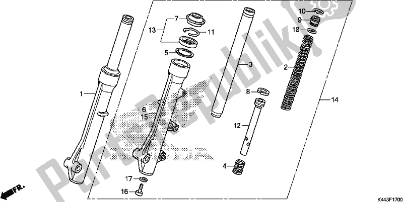 Wszystkie części do Przedni Widelec Honda NSC 110 CBF 2017