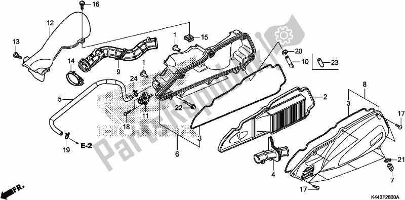 All parts for the Air Cleaner of the Honda NSC 110 CBF 2018