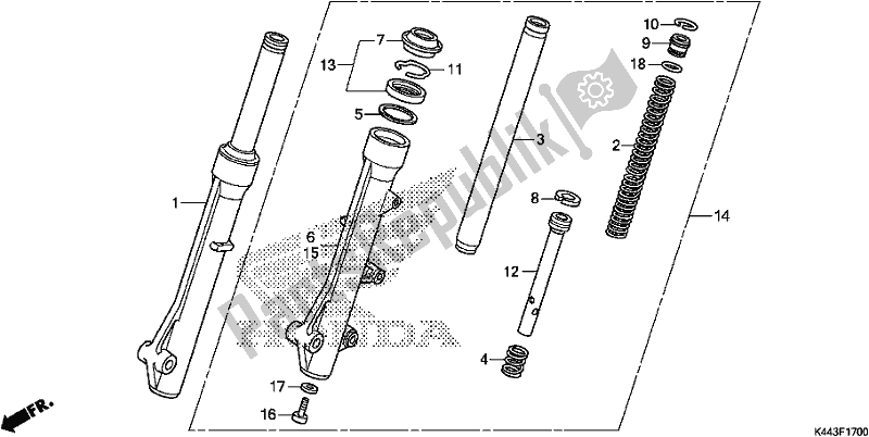 All parts for the Front Fork of the Honda NSC 110 CBF 2018
