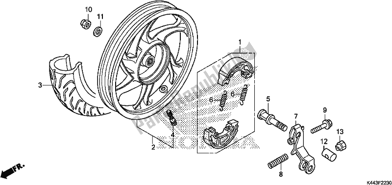 Toutes les pièces pour le Roue Arrière du Honda NSC 110 CBF 2018