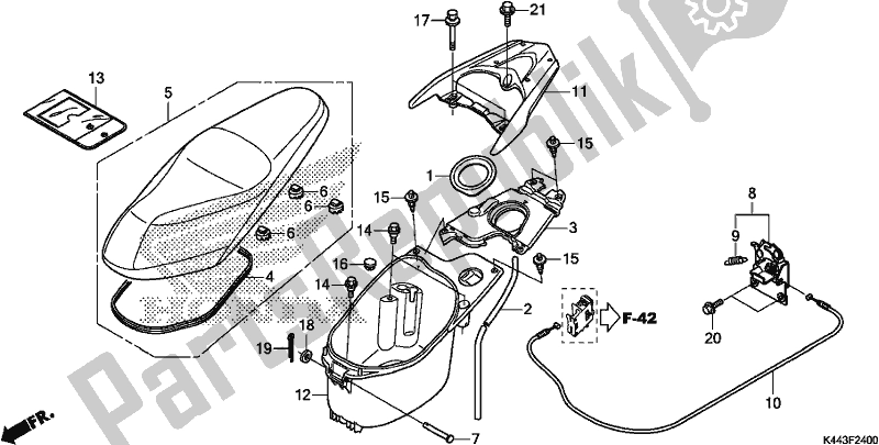 Todas as partes de Seat/luggage Box do Honda NSC 110 CBF 2018