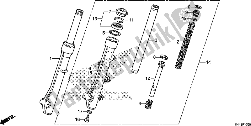 Alle onderdelen voor de Voorvork van de Honda NSC 110 CBF 2019