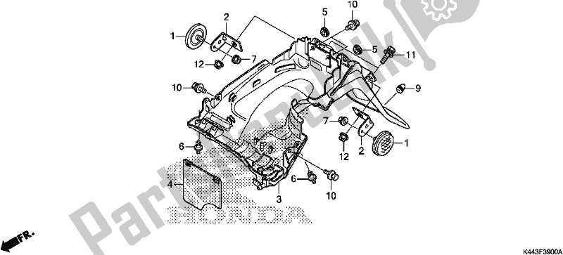 Toutes les pièces pour le Garde-boue Arrière du Honda NSC 110 CBF 2019