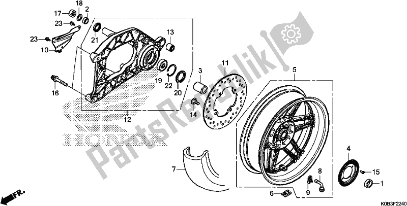 Todas as partes de Rear Wheel/swingarm do Honda NSS 300A 2018