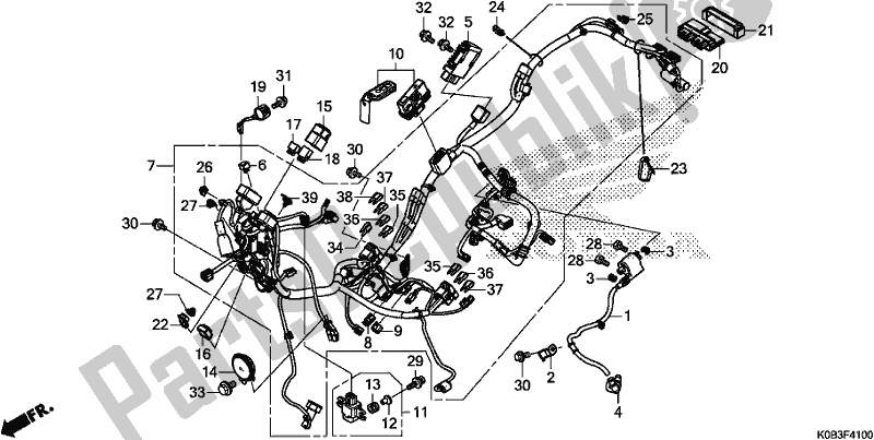 All parts for the Wire Harness of the Honda NSS 300A 2018