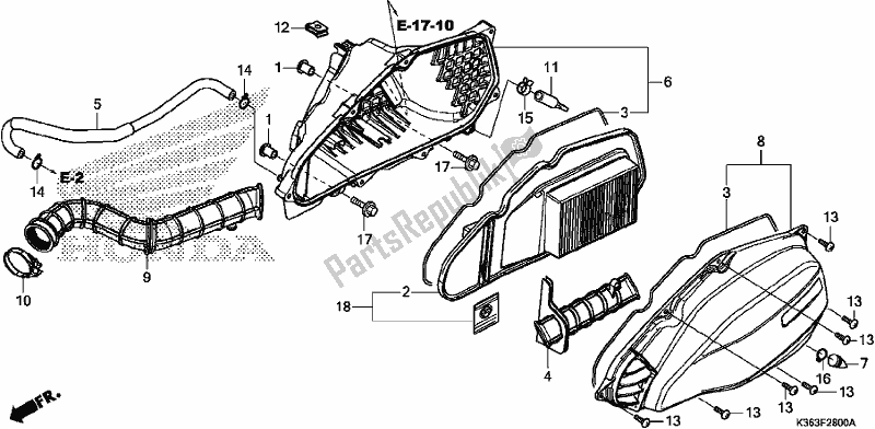 All parts for the Air Cleaner of the Honda PCX 150 2017