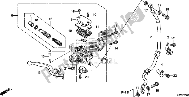 Toutes les pièces pour le Maître-cylindre De Frein Avant du Honda PCX 150 2017