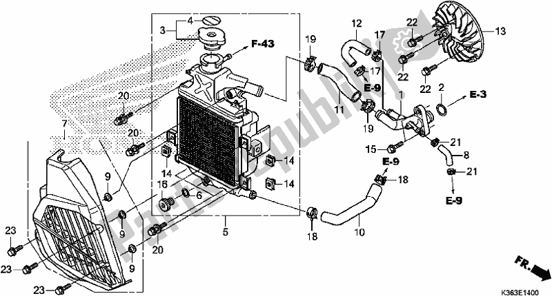 All parts for the Radiator of the Honda PCX 150 2017